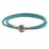 Authentic 925 Sterling Silver Jewelry Ocean Blue Leather Bracelets