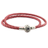 Authentic 925 Sterling Silver Jewelry Pink Leather Bracelets