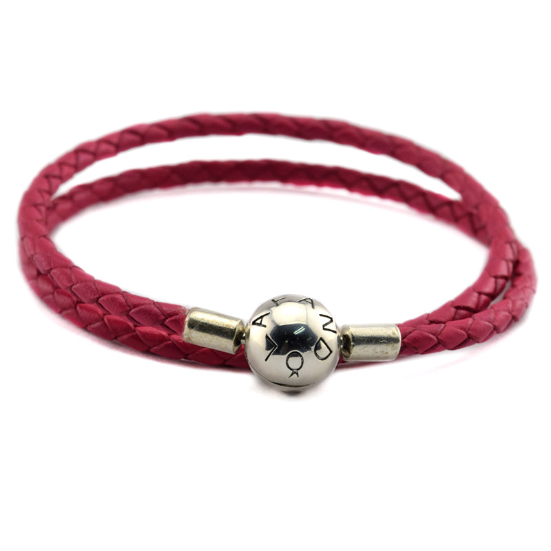 Authentic 925 Sterling Silver Jewelry Rose Clasp Leather Bracelets
