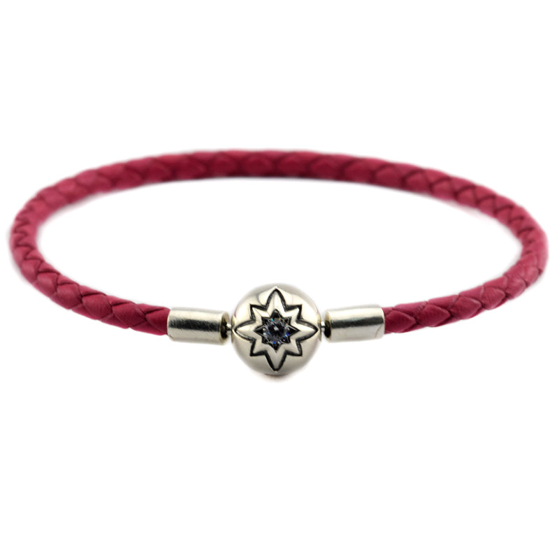 Authentic 925 Sterling Silver Jewelry Rose Leather Bracelets