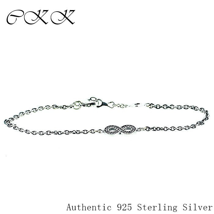 Authentic 925 Sterling Silver Lucky 8 Link Chain Bracelets With European Style Beads DIY FIne Jewelry SLB004