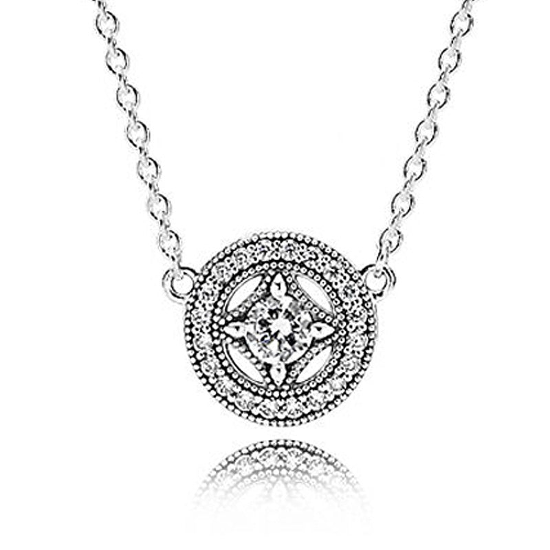 Authentic 925 Sterling Silver Necklace Allure Collier With Crystal Pendant Necklace For Women Wedding Party Gift Europe Jewelry