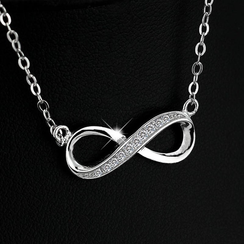 Authentic 925 Sterling Silver Necklace Endless Infinity Love CZ Necklace & Pendant For Women Forever Eternal Friends Gifts