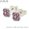 Authentic 925 Sterling Silver Oriental Blossom Earrings With Pink CZ for Women DIY Fine Jewelry SLE066