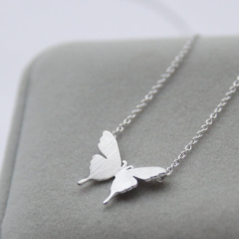 Authentic 925 Sterling Silver Pendants Necklace Simple Butterfly Necklaces for Women Party Wedding Necklaces Jewelry