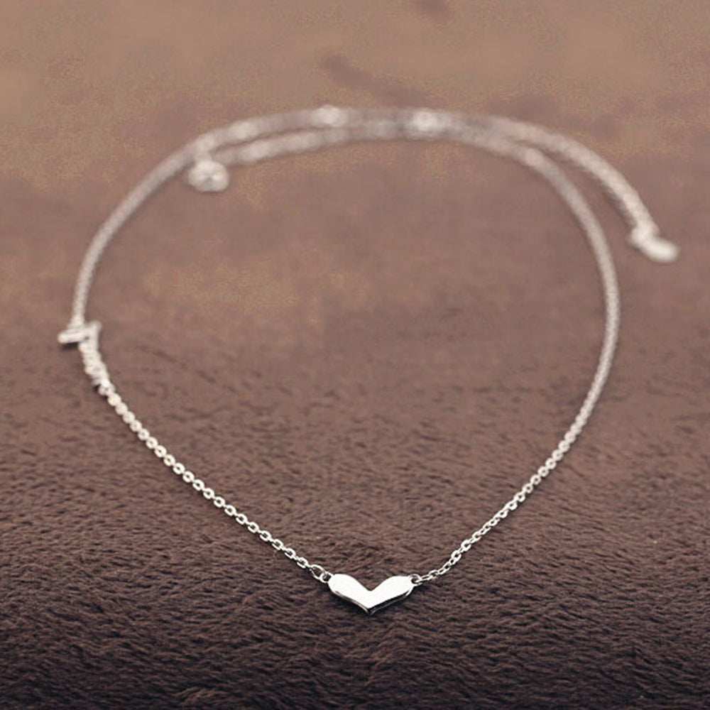 Authentic 925 Sterling Silver Pendants Necklace Simple Heart Letter Necklaces for Women Party Wedding Necklaces Jewelry