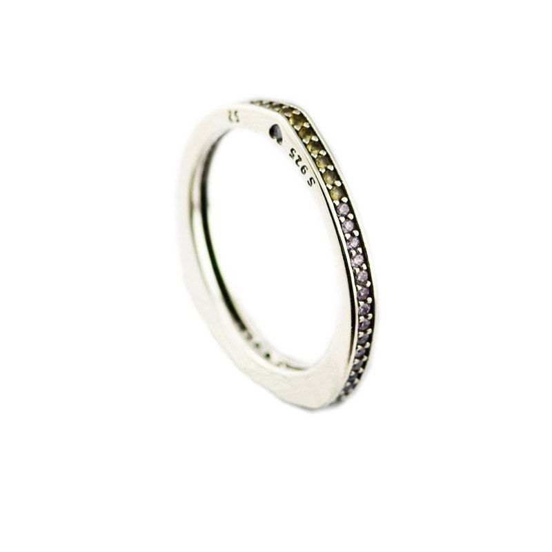 Authentic 925 Sterling Silver Ring With Multi-Colored Arc Of Love Multi-Colored CZ for Women DIY Fine Jewelry SR152A