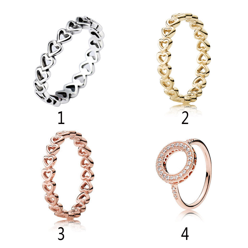 Authentic 925 Sterling Silver Ring for Women Linked Love Hearts anel Rose Gold Color For Women Wedding fit Lady Jewelry