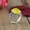 Authentic 925 Sterling Silver Rings Female Fine Vintage Flowers Plum Blossom Open Jade Ring For Women Jewelry Mother Gifts SR41