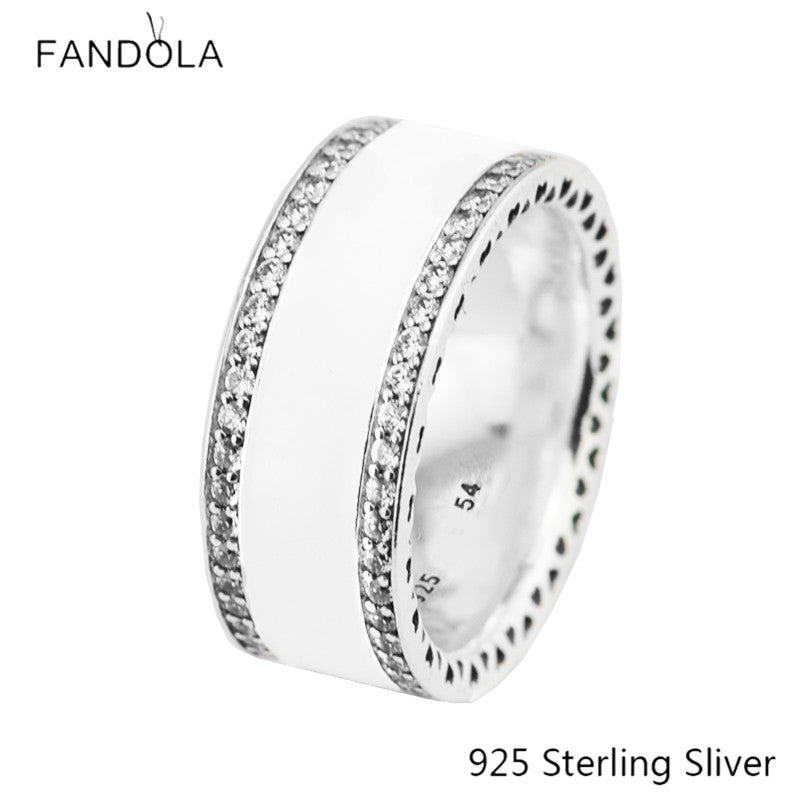 Authentic 925 Sterling Silver Rings Hearts of Silver Enamel European Style Jewelry For Women Original Charms CKK