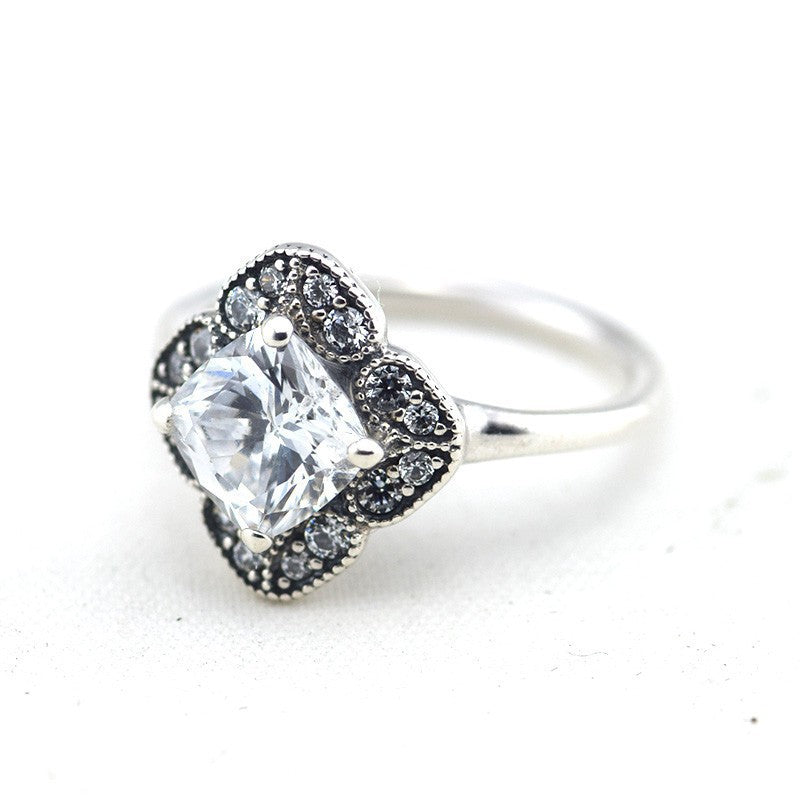 Authentic 925 Sterling Silver Rings for Women Crystalized Floral Clear CZ Ring Engagement Wedding Gift Original Jewelry