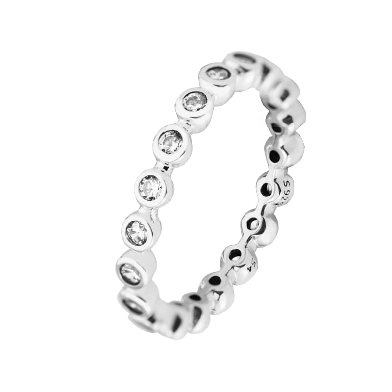 Authentic 925 Sterling Silver Rings with Clear CZ Eternity Love Ring for Women Gift Wedding Jewelry Sterling-Silver-Jewelry