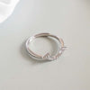 Authentic 925 Sterling Silver Smile Ring with Clear White CZ Stone Adjustable Ring