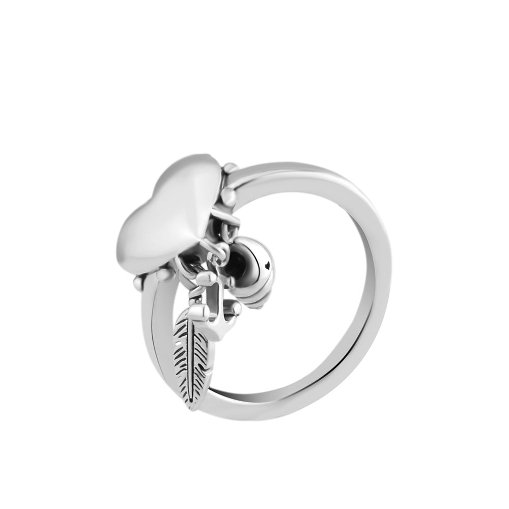 Authentic 925 Sterling Silver Spiritual Symbols Ring for Women DIY Fine Jewelry SR164