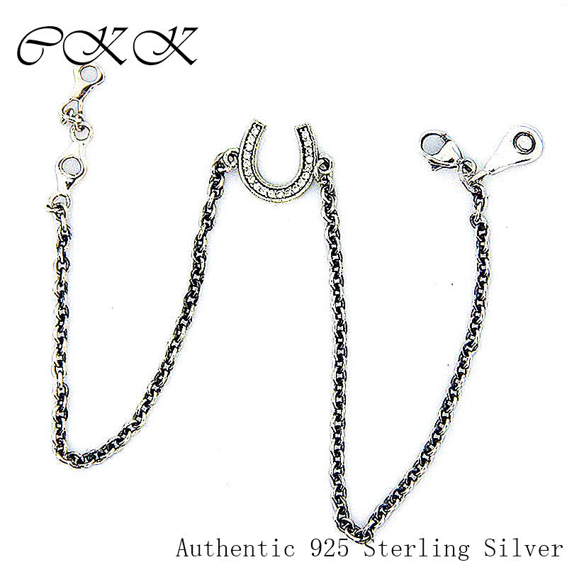 Authentic 925 Sterling Silver Symb of Luck Bracelets With Clear CZ DIY Fine Jewelry SLB005