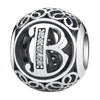 Authentic 925 Sterling Silver Vintage A to T, Clear CZ Letter Round Beads Fit BISAER Charm Bracelets Original Jewelry EDC008