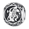 Authentic 925 Sterling Silver Vintage A to T, Clear CZ Letter Round Beads Fit BISAER Charm Bracelets Original Jewelry EDC008
