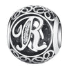 Authentic 925 Sterling Silver Vintage A to T, Clear CZ Letter Round Beads Fit BISAER Charm Bracelets Original Jewelry EDC008