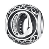 Authentic 925 Sterling Silver Vintage A to T, Clear CZ Letter Round Beads Fit BISAER Charm Bracelets Original Jewelry EDC008