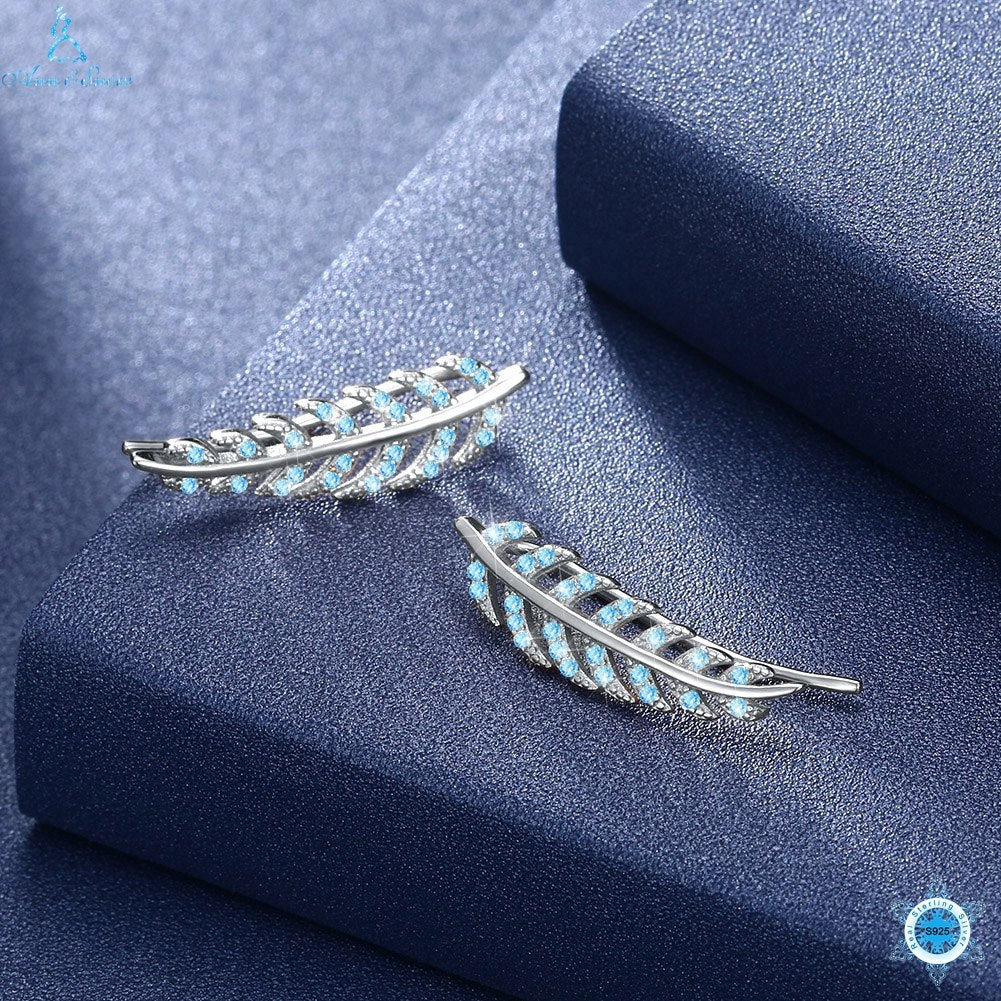 Authentic 925 Sterling Silver Vintage Feather Wings Long Drop Earrings for Women Sterling Silver Jewelry Brincos