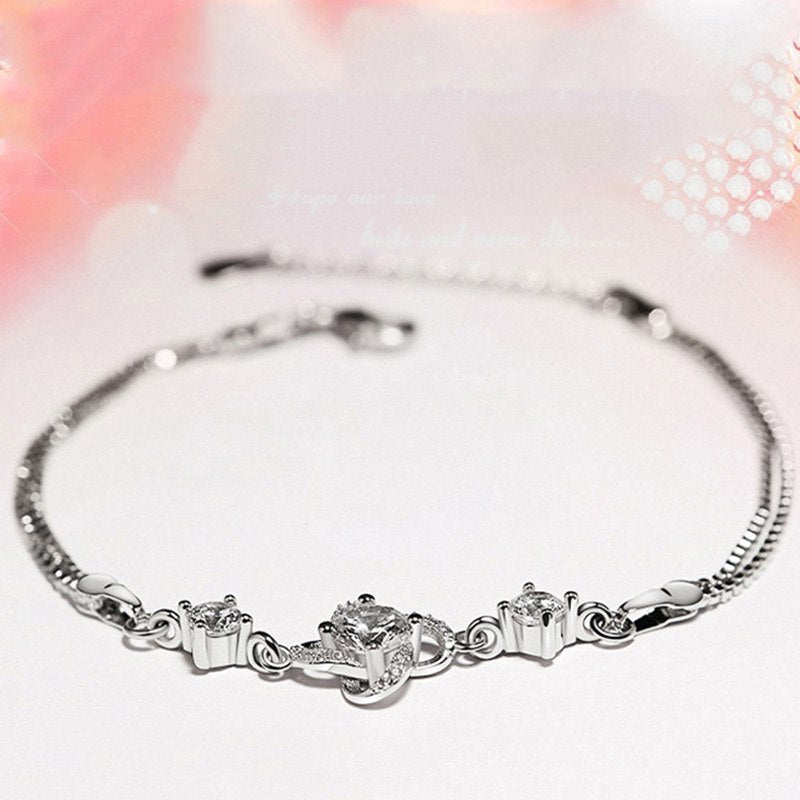 Authentic Silver Bracelet New Brand Women 925 Sterling Silver Bracelet Clover Leaf Charm Bracelet Wedding Jewelry Gift YSL048