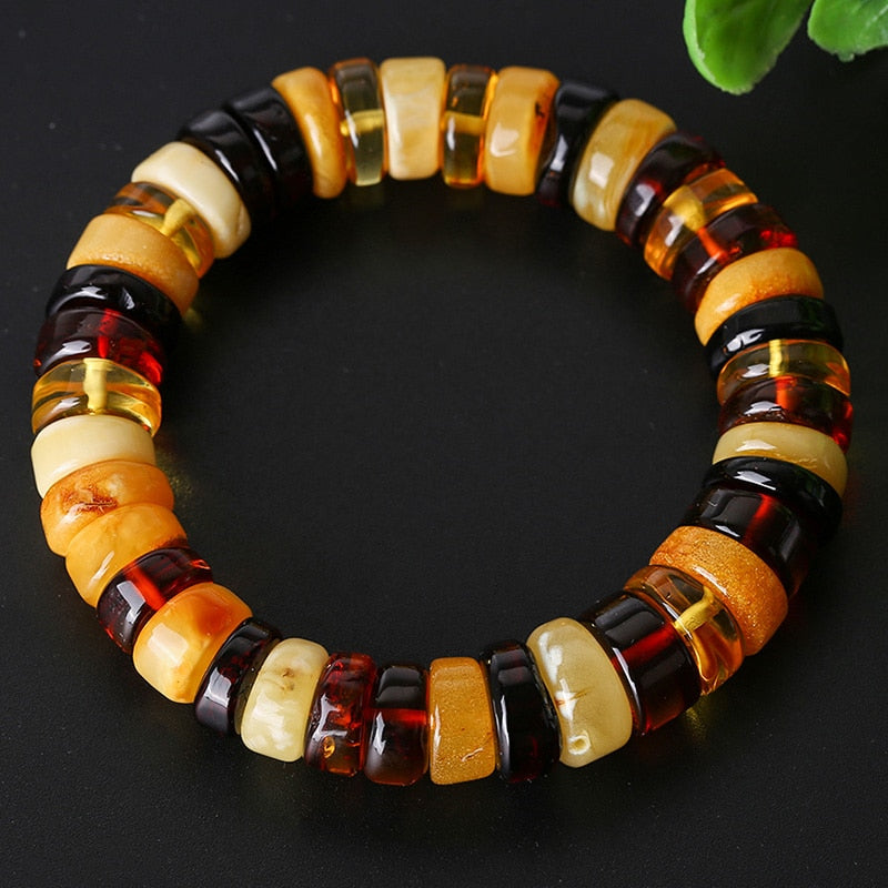Authentic natural amber bracelet ladies bracelet mixed color round female models
