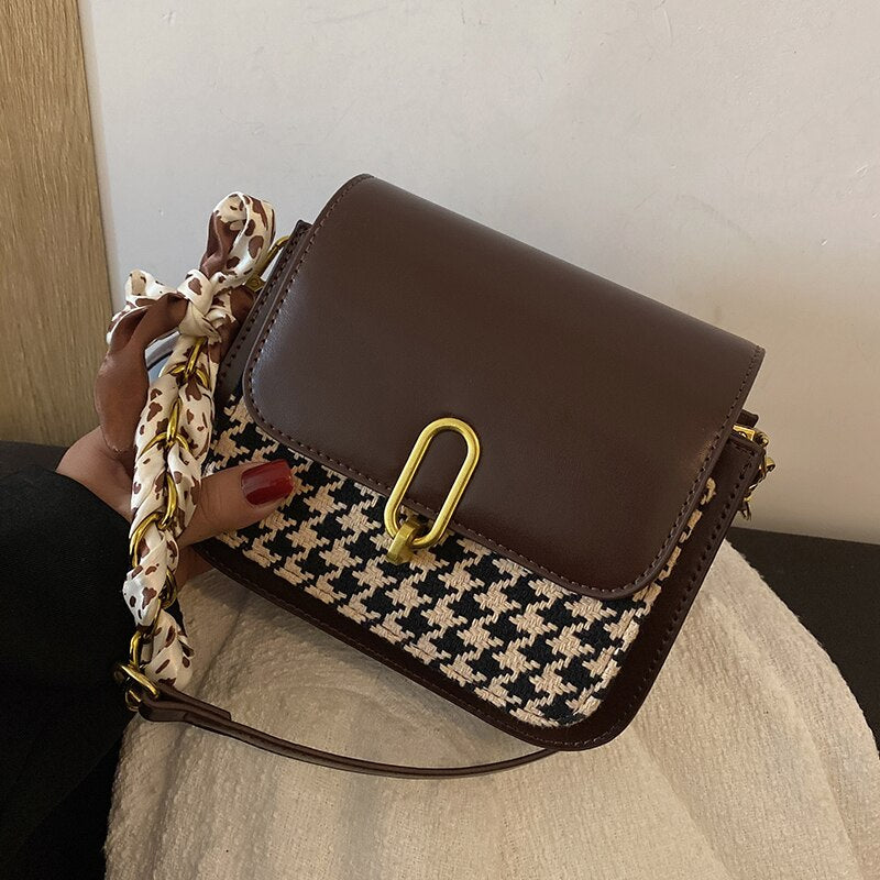 Autumn/winter Texture Bag 2022 Female Bag Ins Niche Messenger Bag Premium Square Bag Houndstooth Shoulder Bag