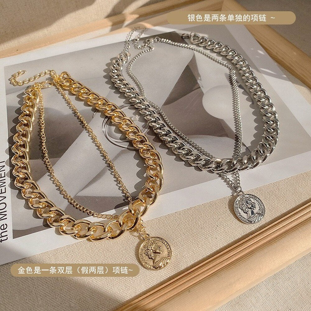 Avatar Pendant Necklace for Women 2021 Vintage Aesthetics Hip Hop Accessories Layered Chain Titanium Jewelry Punk Choker Gift