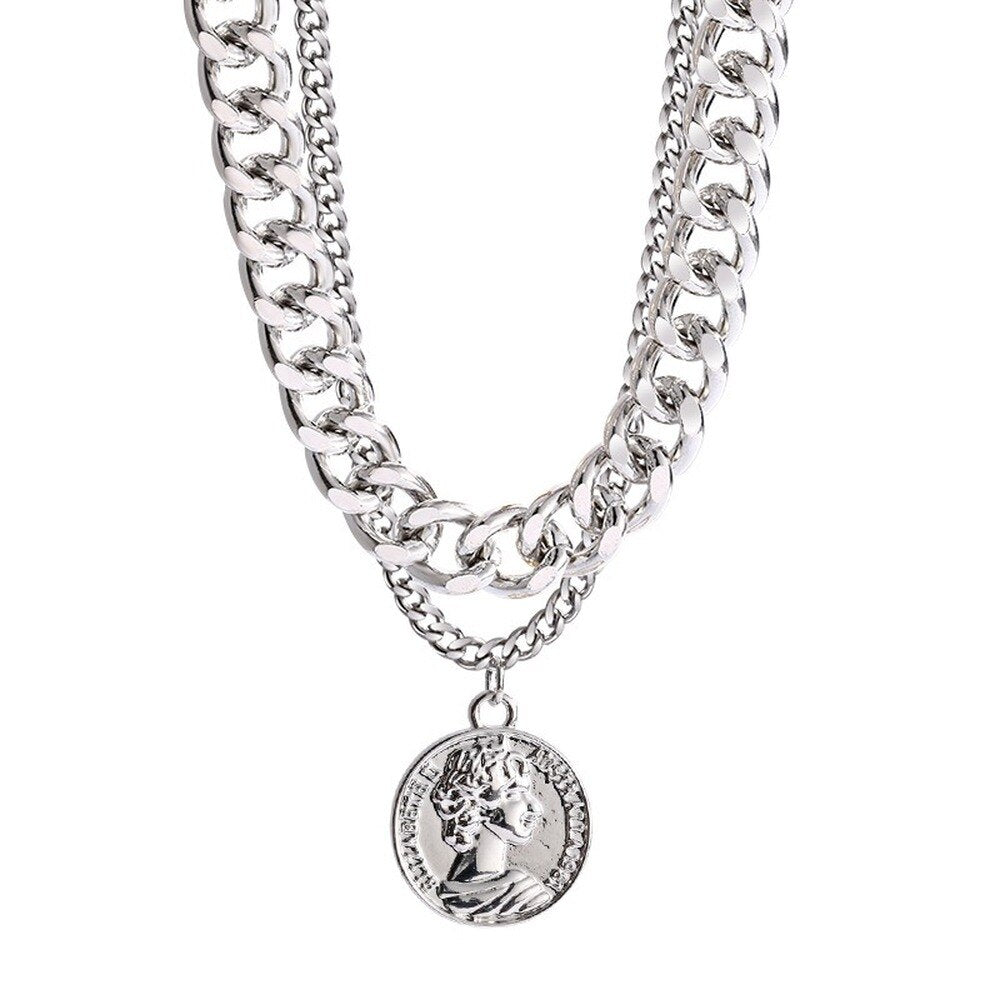 Avatar Pendant Necklace for Women 2021 Vintage Aesthetics Hip Hop Accessories Layered Chain Titanium Jewelry Punk Choker Gift