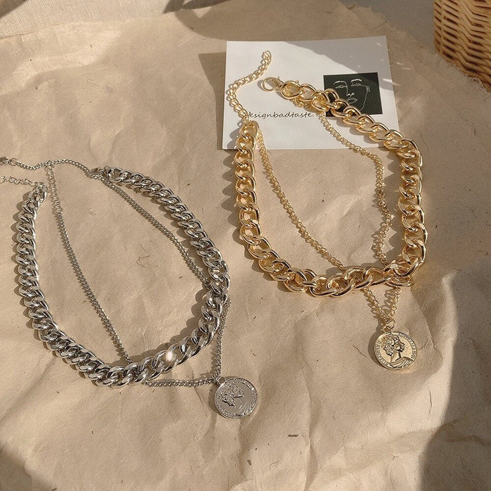 Avatar Pendant Necklace for Women 2021 Vintage Aesthetics Hip Hop Accessories Layered Chain Titanium Jewelry Punk Choker Gift