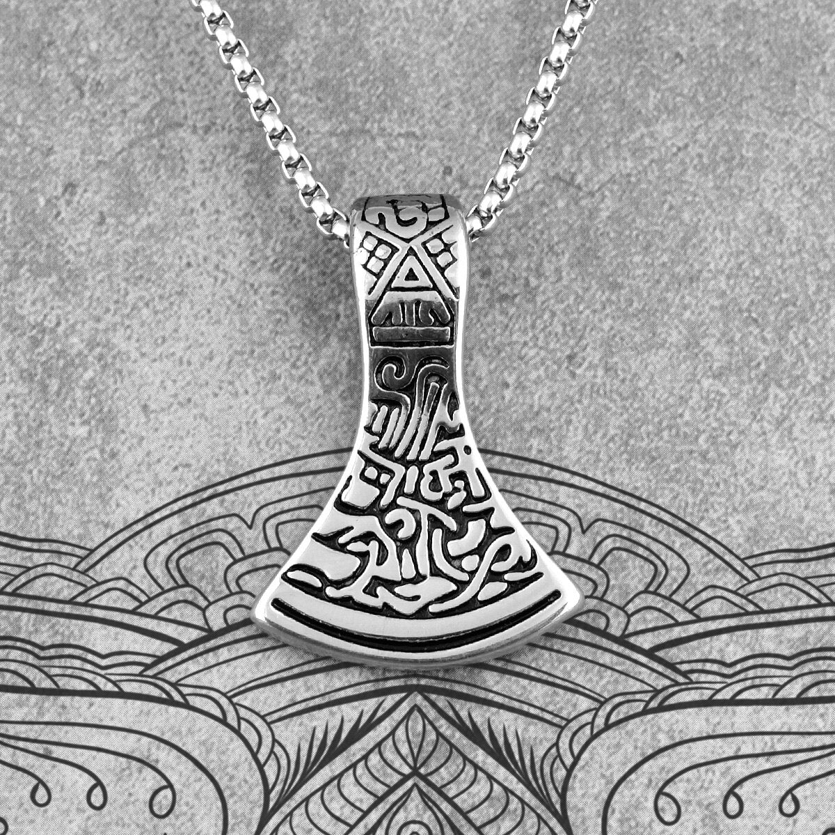 Axe of Ares Viking Long Men Necklaces Pendants Chain Punk for Boyfriend Male Stainless Steel Jewelry Creativity Gift
