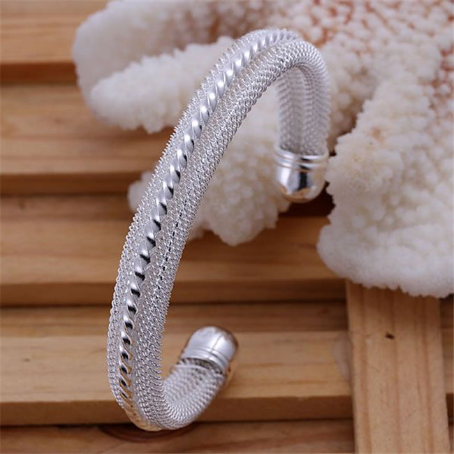 B021   silver plated fine jewelry,Wholesale   piercing fashion Bangles Twisted Web Silvery Bracelets