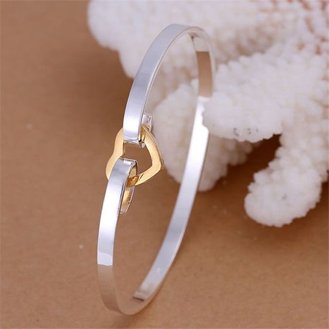 B082   silver plated fine jewelry,Wholesale   piercing fashion Bangles Silvery and Golden Heart /akzajcga