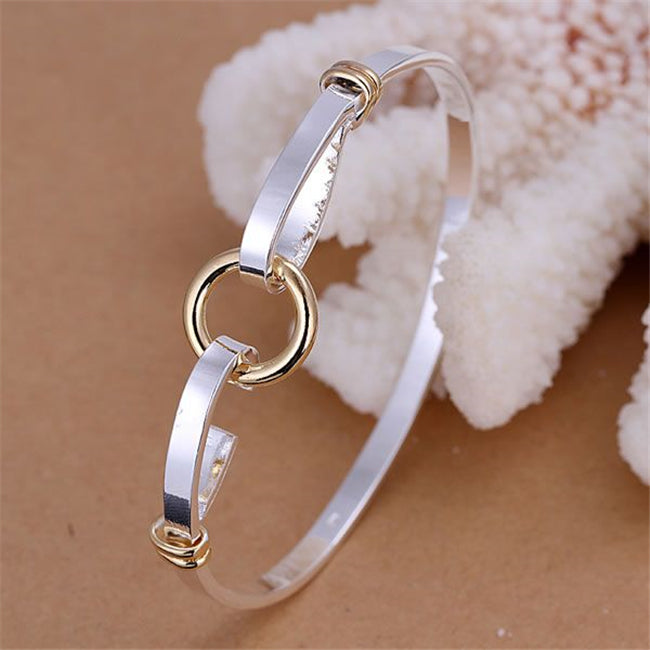 B083   silver plated fine jewelry,Wholesale   piercing fashion Bangles Silvery and Golden O Bracelets