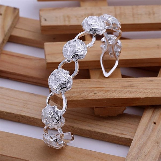 B163   silver plated fine jewelry,Wholesale   piercing fashion Bangles Rose Bracelets /amjajdqa