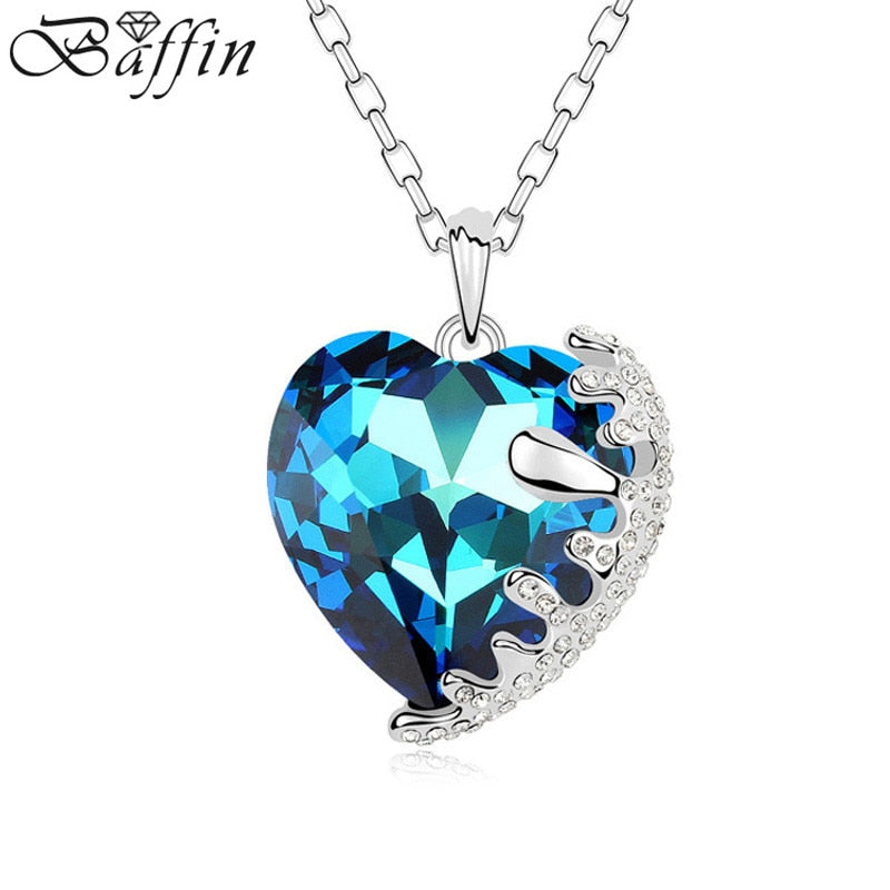 BAFFIN Crystal Heart Pendant Maxi Necklace For Women Wedding Party Accessories Gift Jewelry Made With Swarovski Elements