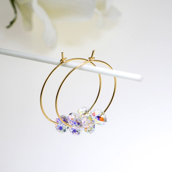 Crystals From Swarovski Gold Color Hoop Earrings For Women Party Colorful Beads Indian Jewelry 2020 Hanging Earrings Gift