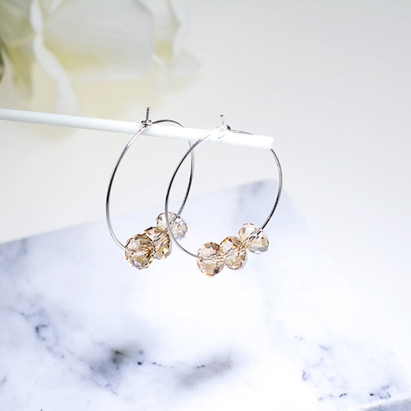 Crystals From Swarovski Gold Color Hoop Earrings For Women Party Colorful Beads Indian Jewelry 2020 Hanging Earrings Gift