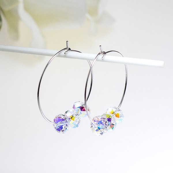 Crystals From Swarovski Gold Color Hoop Earrings For Women Party Colorful Beads Indian Jewelry 2020 Hanging Earrings Gift