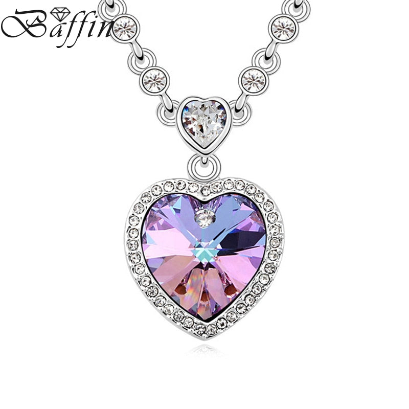 BAFFIN Maxi Heart Pendant Necklace With Beads Chain Crystal from Swarovski For Women Gifts Statement Jewelry