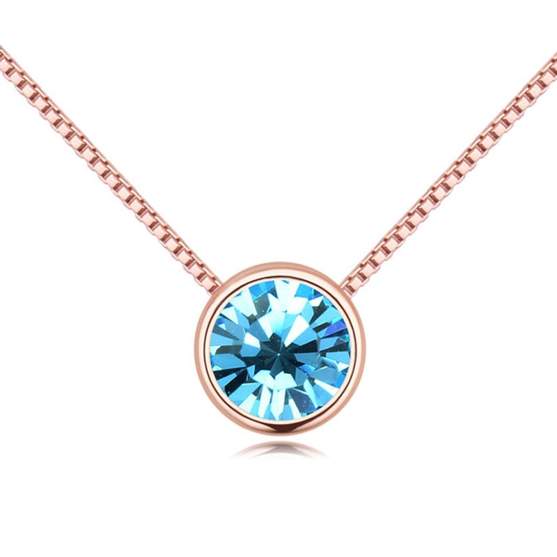 BAFFIN Simple Mini Round Pendant Necklaces For Women Crystals From SWAROVSKI Rose Gold Color Chain Collares Jewelry