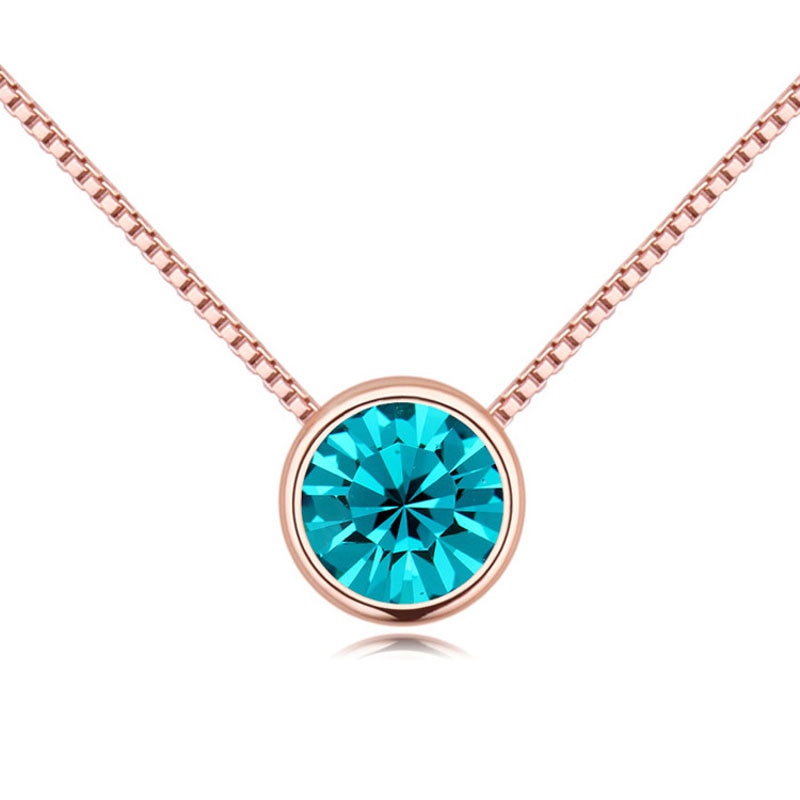 BAFFIN Simple Mini Round Pendant Necklaces For Women Crystals From SWAROVSKI Rose Gold Color Chain Collares Jewelry