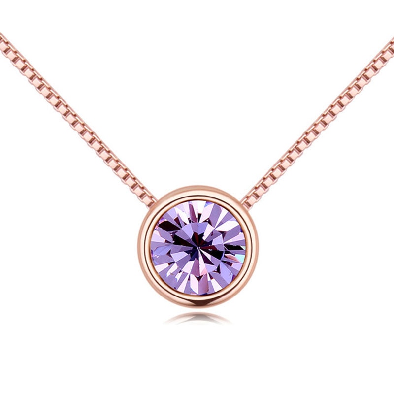 BAFFIN Simple Mini Round Pendant Necklaces For Women Crystals From SWAROVSKI Rose Gold Color Chain Collares Jewelry