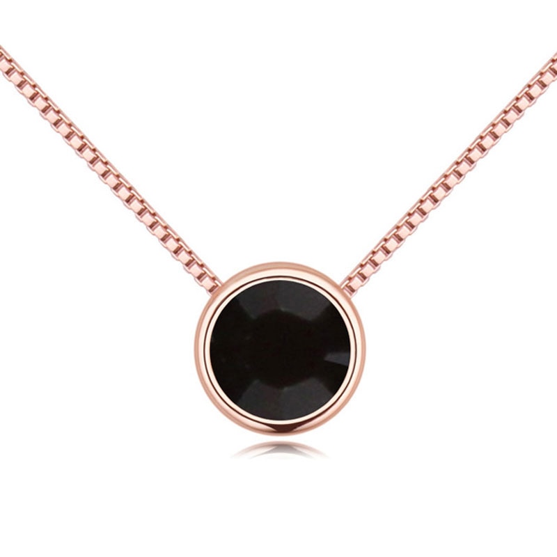 BAFFIN Simple Mini Round Pendant Necklaces For Women Crystals From SWAROVSKI Rose Gold Color Chain Collares Jewelry