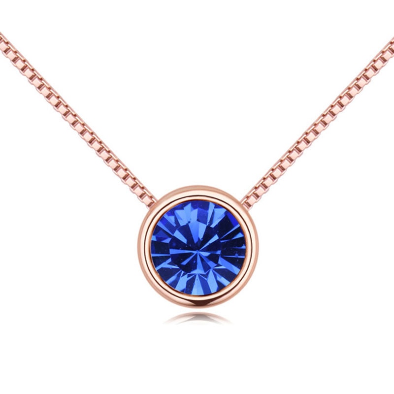 BAFFIN Simple Mini Round Pendant Necklaces For Women Crystals From SWAROVSKI Rose Gold Color Chain Collares Jewelry