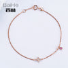 BAIHE Solid 14K Rose Gold 0.09ct Certified H/SI 100% Genuine Natural Diamonds Wedding Women Classic Fine Jewelry unique Bracelet