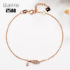 BAIHE Solid 14K Rose Gold 0.15ct Certified H/SI 100% Genuine Natural Diamonds Anniversary Women Trendy Fine Jewelry Bracelet