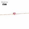 BAIHE Solid 14K Rose Gold 0.23ct Certified 100% natural Pink Sapphire Wedding Women Trendy Fine Jewelry Chain & Link Bracelets