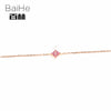 BAIHE Solid 14K Rose Gold 0.23ct Certified 100% natural Pink Sapphire Wedding Women Trendy Fine Jewelry Chain & Link Bracelets
