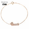 BAIHE Solid 14K Rose Gold 0.24ct Certified H/SI 100% Genuine Natural Diamonds Anniversary Women Classic Fine Jewelry Bracelet